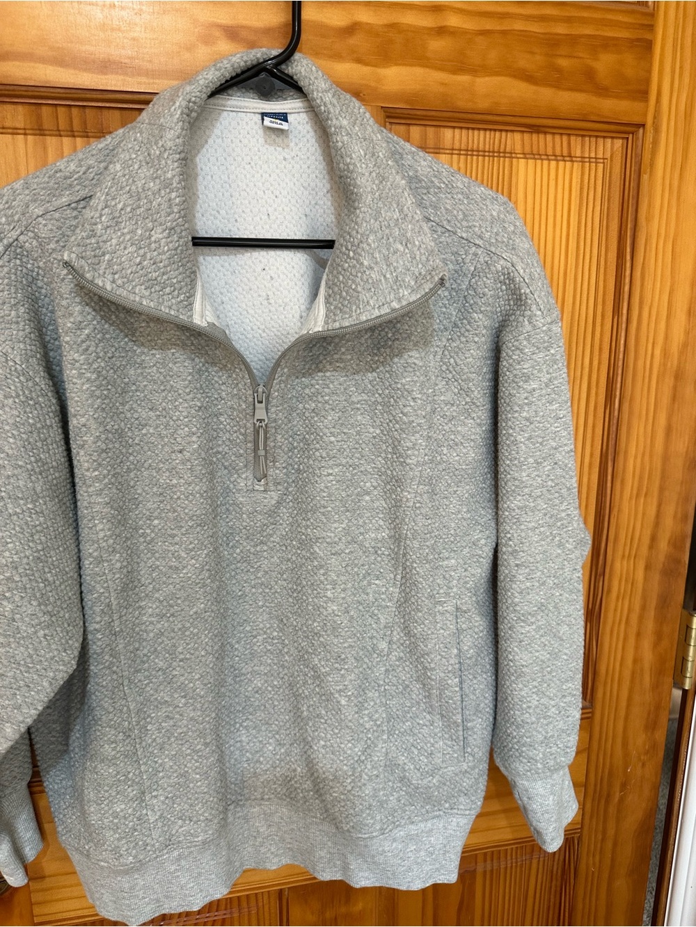Womens oversized Light Gray Quarter-Zip Sweater Pullover